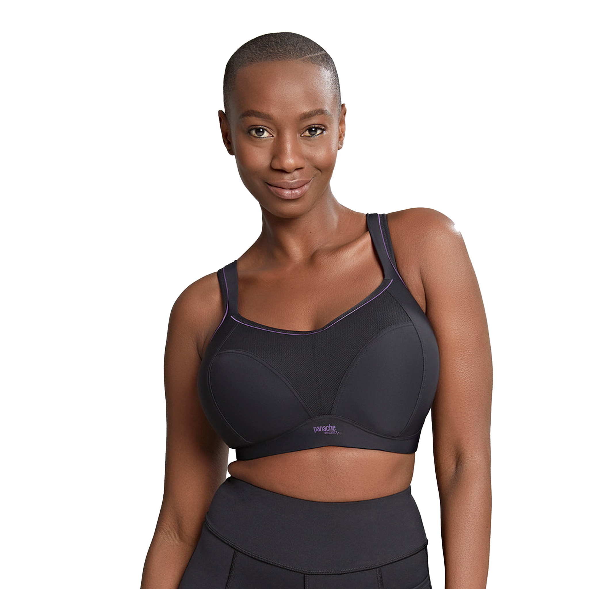 TRASA Broad Strip Non Wired Padded Sports Bra for Women - Black –